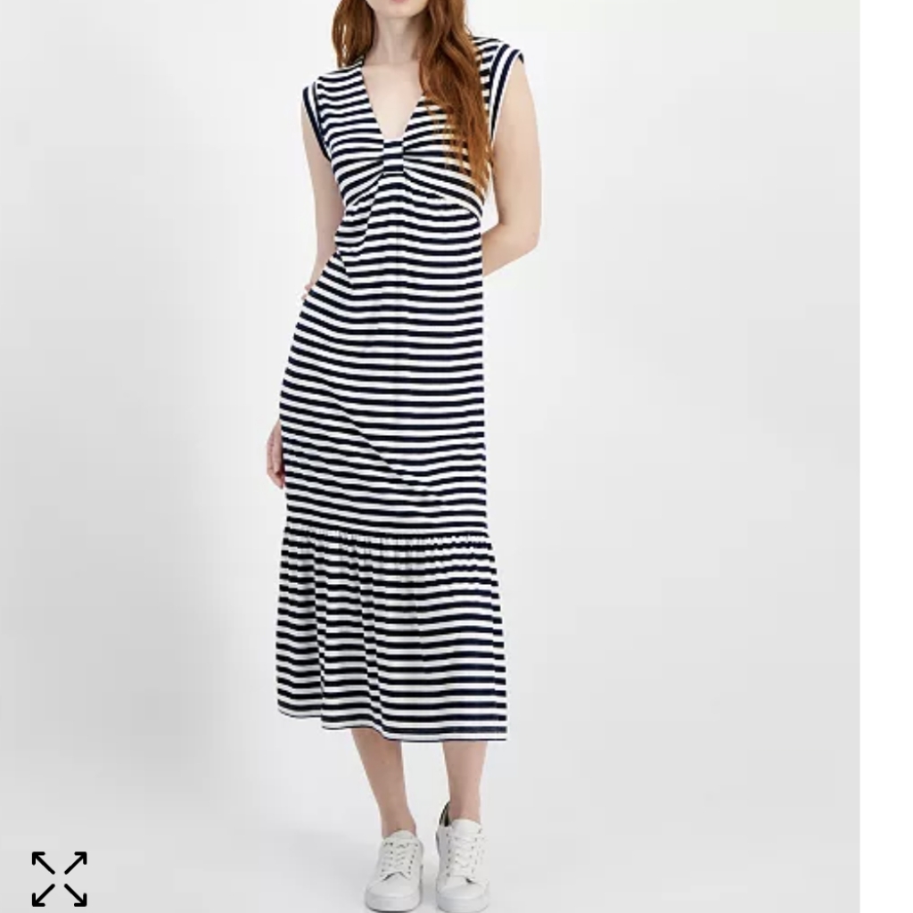 Tommy Hilfigerwomen's Striped Tiered Sleeveless Midi Dress, Size M
